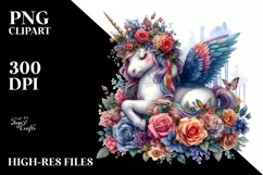 Colorful Baby Unicorn PNG Product Image 1