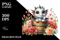 Cute Baby Dragon Watercolor PNG Product Image 1