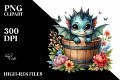 Cute Baby Dragon Watercolor PNG Product Image 1