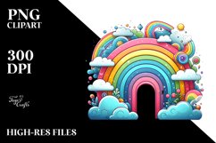 Colorful Ranbow with Clouds | Sublimation | Clipart Product Image 3