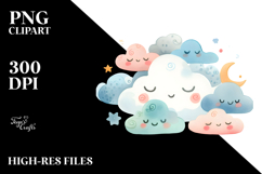 Whimsical Clouds Watercolor Clipart Product Image 2