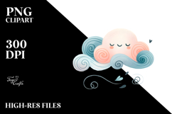 Artistic Sun and Clouds Clipart Product Image 2