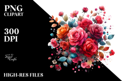 Colorful Red Roses PNG Product Image 2