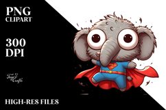 Cartoon Elephant Superhero PNG Product Image 2