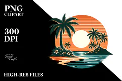 Retro Tropical Island Sunset, 20 oz Tumbler Product Image 2