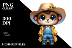 Expressive Baby Bear in Raincoat | Sublimation | Clipart Product Image 2