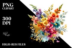 Vibrant Abstract Bouquet with Gold Foil | Clipart Product Image 1