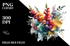 Colorful Gold Foil Abstract Bouquet | Sublimation | Clipart Product Image 1