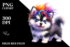 Cute Baby Siberian Husky with Crazy Haircut PNG Product Image 2