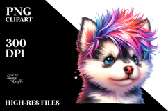 Cute Baby Siberian Husky with Crazy Haircut PNG Product Image 2