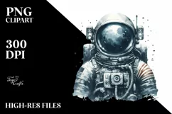 Simple Vintage Astronaut Girl | Sublimation Clipart Product Image 1
