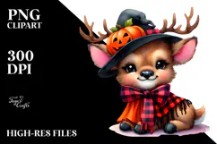 Vibrant Cute Elk Halloween PNG Product Image 2