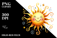 Whimsical Smiling Sun Watercolor Clipart Product Image 2