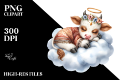 Boho Baby Cow Cloud Clipart Product Image 2