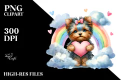 Cute Yorkshire Terrier with Rainbow, Transparent PNG Product Image 2