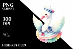 Colorful Watercolor Wimsical Swan Sailor Suit | Sublimation Product Image 3