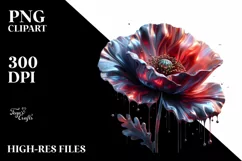 Glossy Poppy with Watercolor Splash | Clipart Product Image 3