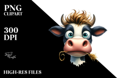 Funny Cow with Straw in Mouth, PNG Product Image 2