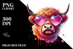 Colorful Heart Sunglasses Art PNG Product Image 2