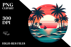 Retro Tropical Sunset Clipart PNG Product Image 2