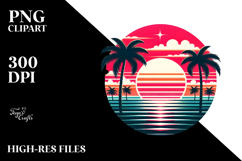 Retro Tropical Sunset Clipart PNG Product Image 2