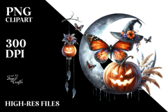 Butterfly with Jack-o&#039;-lanterns PNG Product Image 2