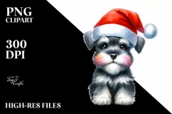 Baby Miniature Schnauzer with Santa Hat PNG Product Image 3