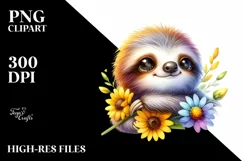 Colorful Baby Sloth Cuddling | Sublimation | Clipart Product Image 3
