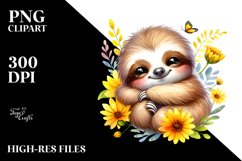 Colorful Baby Sloth Cuddling | Sublimation | Clipart Product Image 1