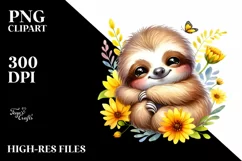 Colorful Baby Sloth Cuddling | Sublimation | Clipart Product Image 1
