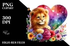 Baby Lion with Heart PNG Product Image 2