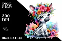 Vibrant Zebra with Flower Crown, Transparent PNG Product Image 3