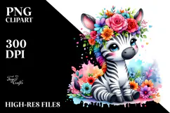 Vibrant Zebra with Flower Crown, Transparent PNG Product Image 2
