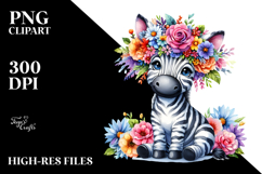 Vibrant Zebra with Flower Crown, Transparent PNG Product Image 2