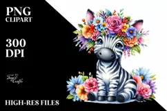 Vibrant Zebra with Flower Crown, Transparent PNG Product Image 3