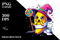 Funny Witch with Lollipop Wand PNG Product Image 2
