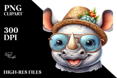 s Cute Baby Rhino with Hat, PNG Product Image 2