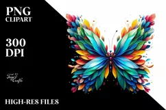 Abstract Vibrant Watercolor Butterfly with Plant Leaves and Product Image 3