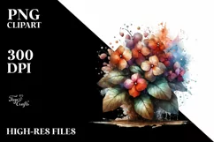 Abstract Wooden Impatiens Watercolor Splash Product Image 1