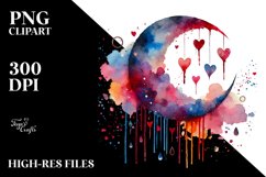 Simple Half Moon Watercolor PNG Product Image 2