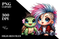 Energetic Baby Turtle with Punk Look, Transparent PNG Product Image 2