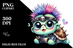 Energetic Baby Turtle with Punk Look, Watercolor Product Image 2