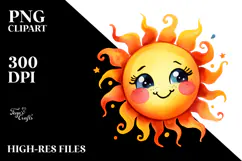 Whimsical Baby Sun Watercolor Clipart Product Image 2