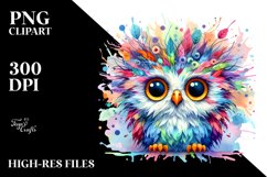 Colorful Layered Watercolor Cute Baby Owl | Sublimation Product Image 3