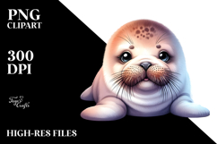 Watercolor Cute Baby Walrus PNG Product Image 2