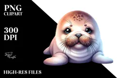 Watercolor Cute Baby Walrus PNG Product Image 2