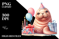 Watercolor Cute Baby Walrus PNG Product Image 2