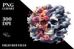 Skull made of Flowers with Cloud of Dust, Transparent PNG Product Image 2