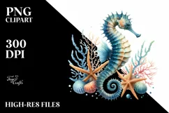 Sea Horse Watercolor Clipart Product Image 1