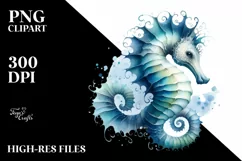 Sea Horse Watercolor Clipart Product Image 1